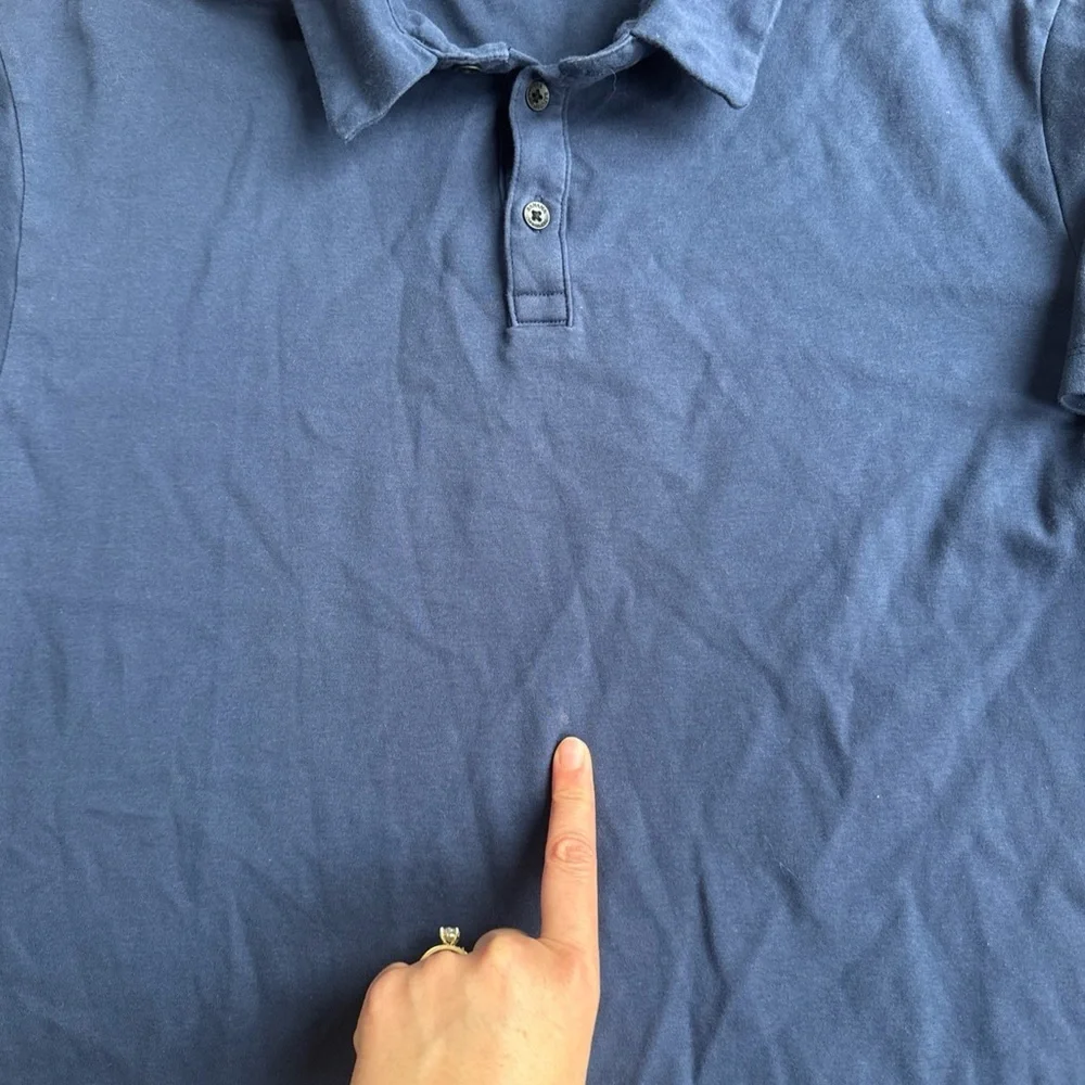 Banana Republic Performance Polo Shirt 100% Cotton XXL Navy Blue Mens Stretch